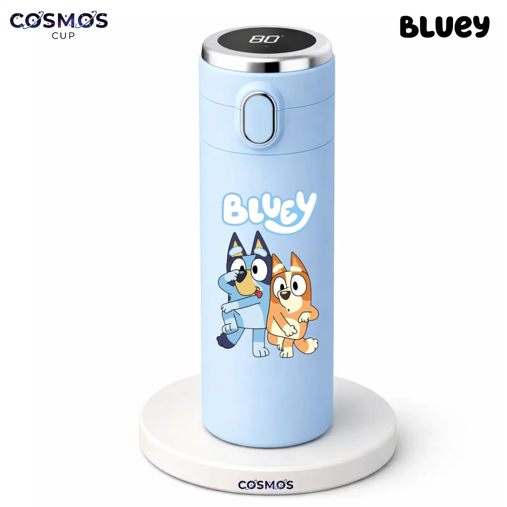 Garrafa Térmica de Aço Inoxidável Bluey com Medidor de Temperatura Digital 420ml