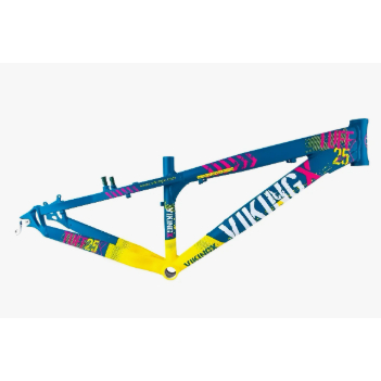 Quadro Aro 26 VikingX Tuff X-25 Alumínio - Azul/Amarelo Freeride Dirt Jump Original