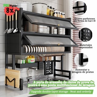 Escorredor de Louças Kitchen Rack organizador de cozinha com Porta Acrílica