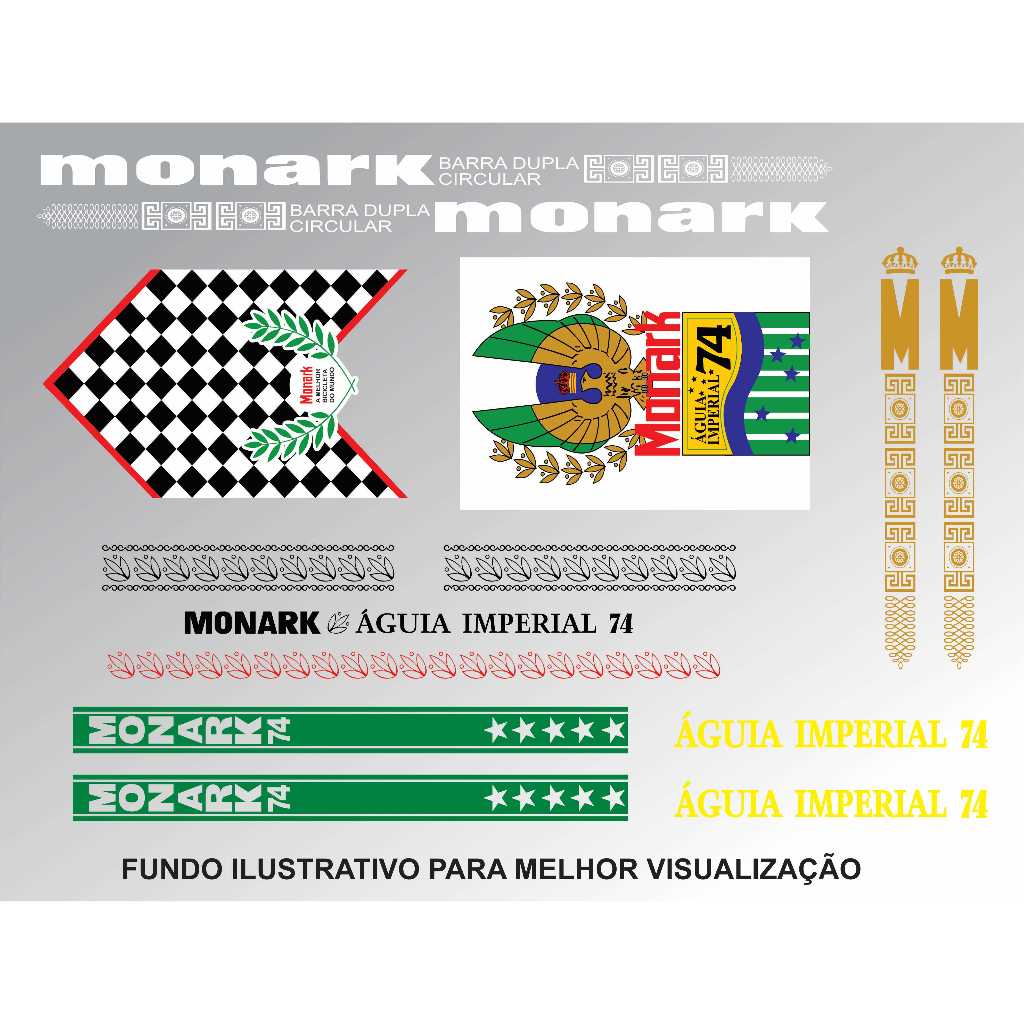 Adesivos Bicicleta Monark Barra Dupla Circular 1974 (Águia Imperial)