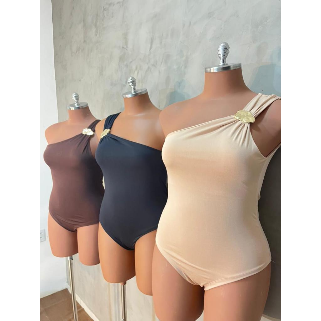 Body Maiô Plus Size Engana Mamãe Verão Bege Preto Marrom Ombro Único Praia Feminino Moda Praia Tamanhos Grandes em Oferta na Shopee