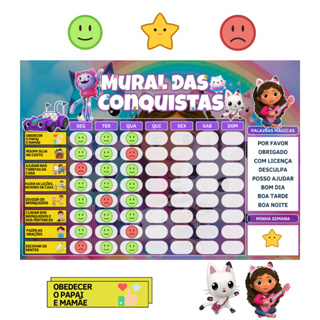 Mural das Conquistas Infantil Tema Casa Magica Da Gabby Ideal P/ Rotina, Incentivo e Bons Hábitos em Oferta na Shopee