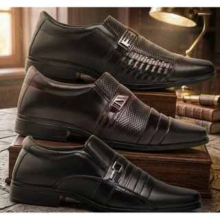 Kit 3 Pares Sapato Social Masculino Moderno Confortável