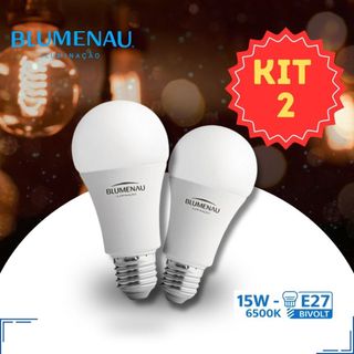 Kit 2/3 E 5 Lâmpada Led Bulbo 15w Branco Frio 6.500K (Luz Branca) | Bivolt E27 Blumenau Iluminação
