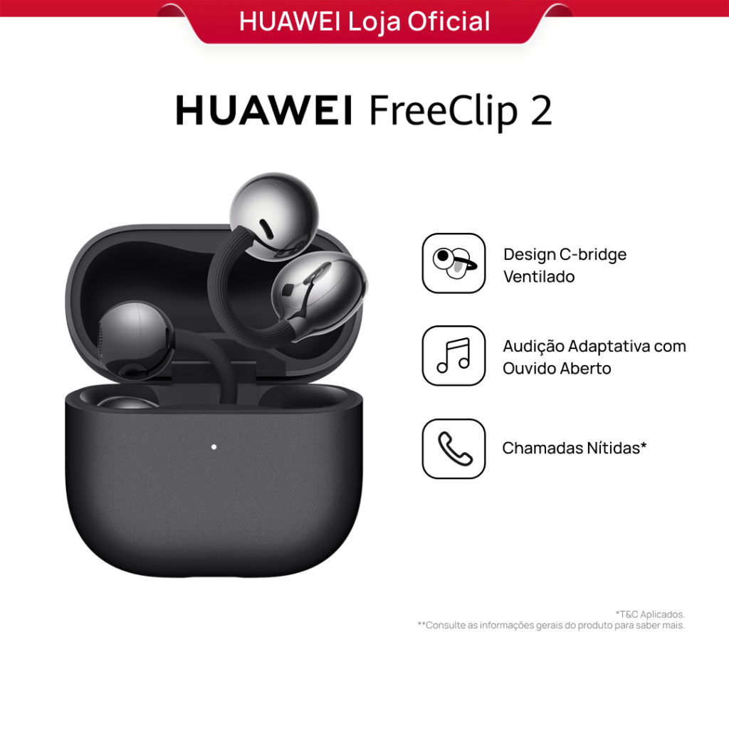 HUAWEI FreeClip 2 | Fone de Ouvido Bluetooth Sem Fio | Design em C | Chamadas Nítida