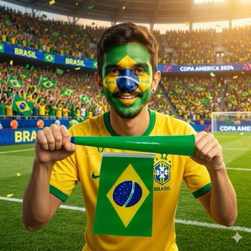 CORNETA COM BANDEIRA | TAM.: 36CM | BRASIL | COPA DO MUNDO | BUZINA | VUVUZELA | PEGADINHA | TROLAGEM | SELEÇÃO | BRAZIL