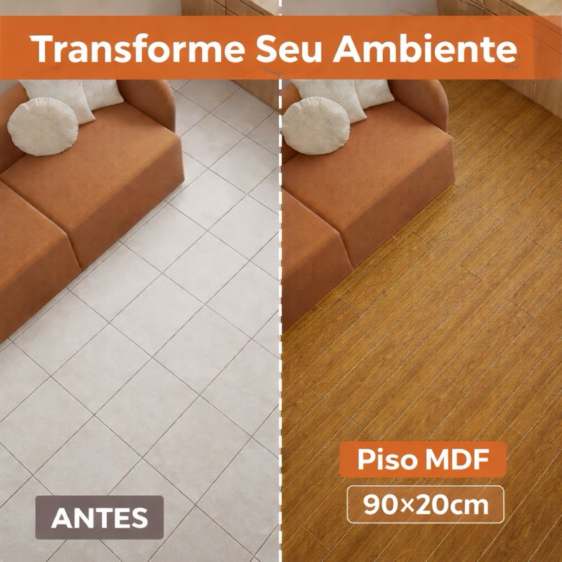 Kit 5 Até 50 Piso MDF Premium Madeira Alta Qualidade 90x20cm Decorativo Amadeirado Fácil Instalação. em Oferta na Shopee