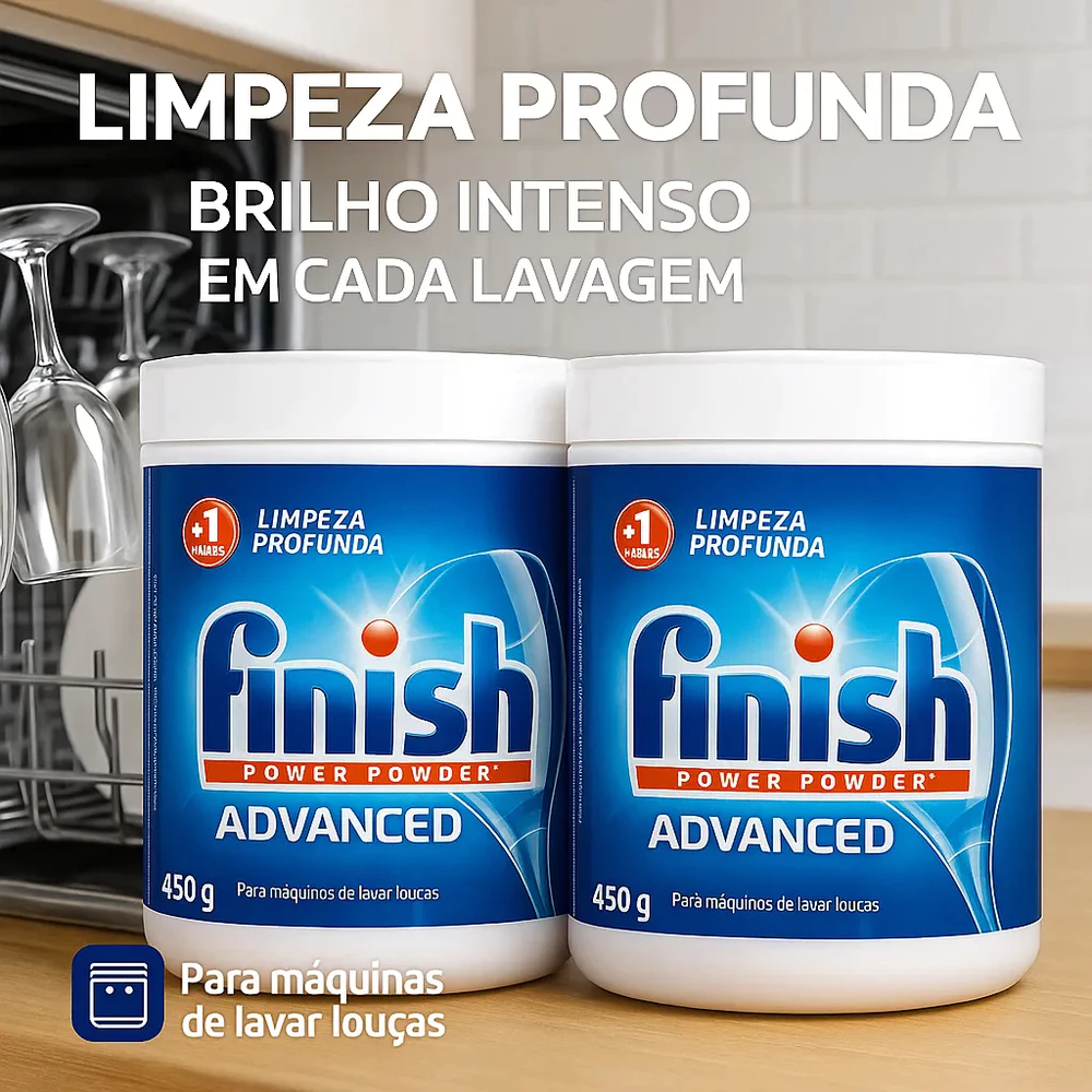 Kit 2 Detergente Em Pó Finish 450g Para Maquina Lava Louça