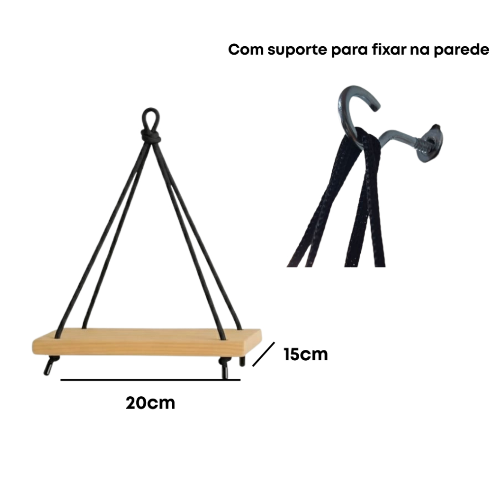 Kit 1 Até 4 Mini prateleiras de Madeira Nicho Para Plantas de Parede Estante Decorativa Tendência