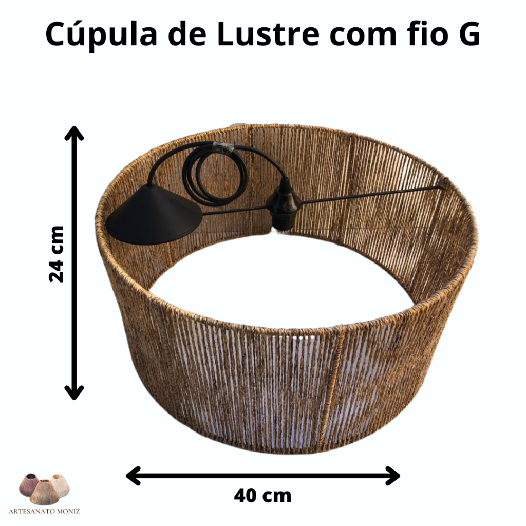 Luminária  de Sisal pra Teto / Rústica Elegante  Lustre  Pendente  Artesanal Boho 25x40