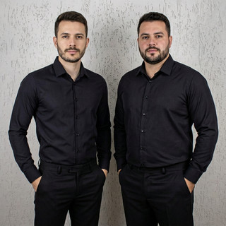 Camisa Social Lisa Masculina Manga Longa Slim Plus Size