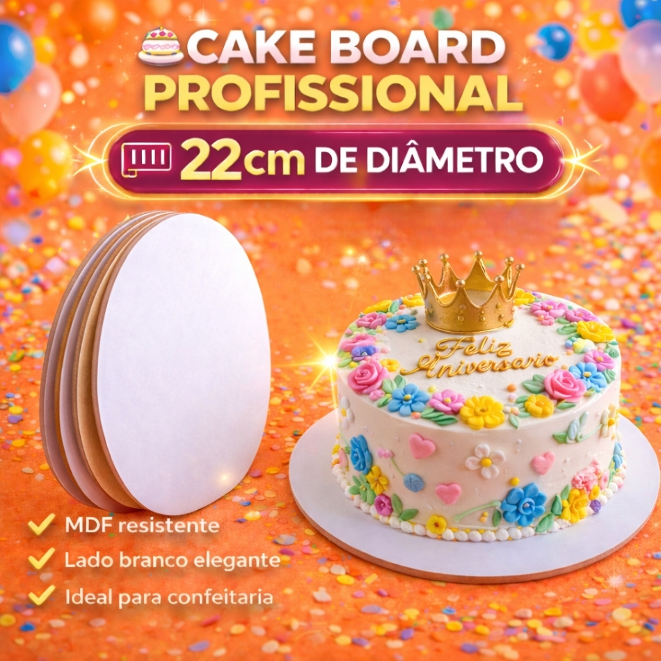 10 Cake Board 22cm Supla Branco Tabuleiro Bolo Em Mdf Redondo em Oferta na Shopee