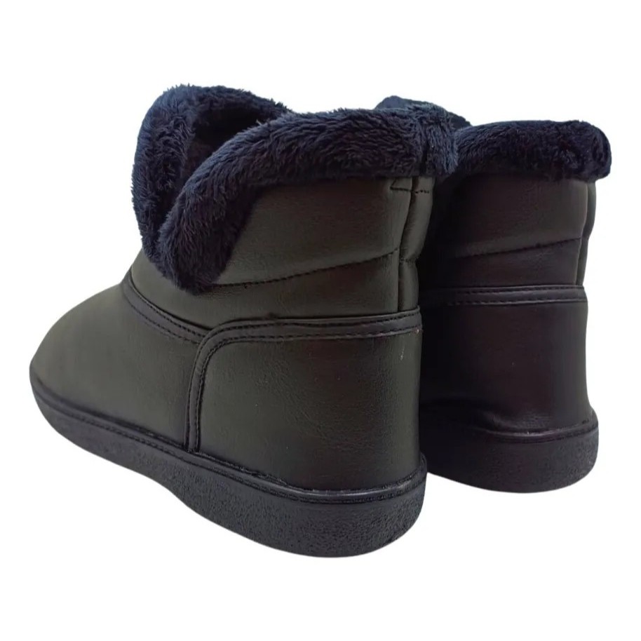 Pantufa Botinha Quentinha Unissex Inverno Couro Sintético Forrada Antiderrapante Confortável