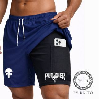 Bermuda Shorts Compressão 2 Em 1 Dry Fit Com Elastano Cavera, Ideal Para Treinos, Academia