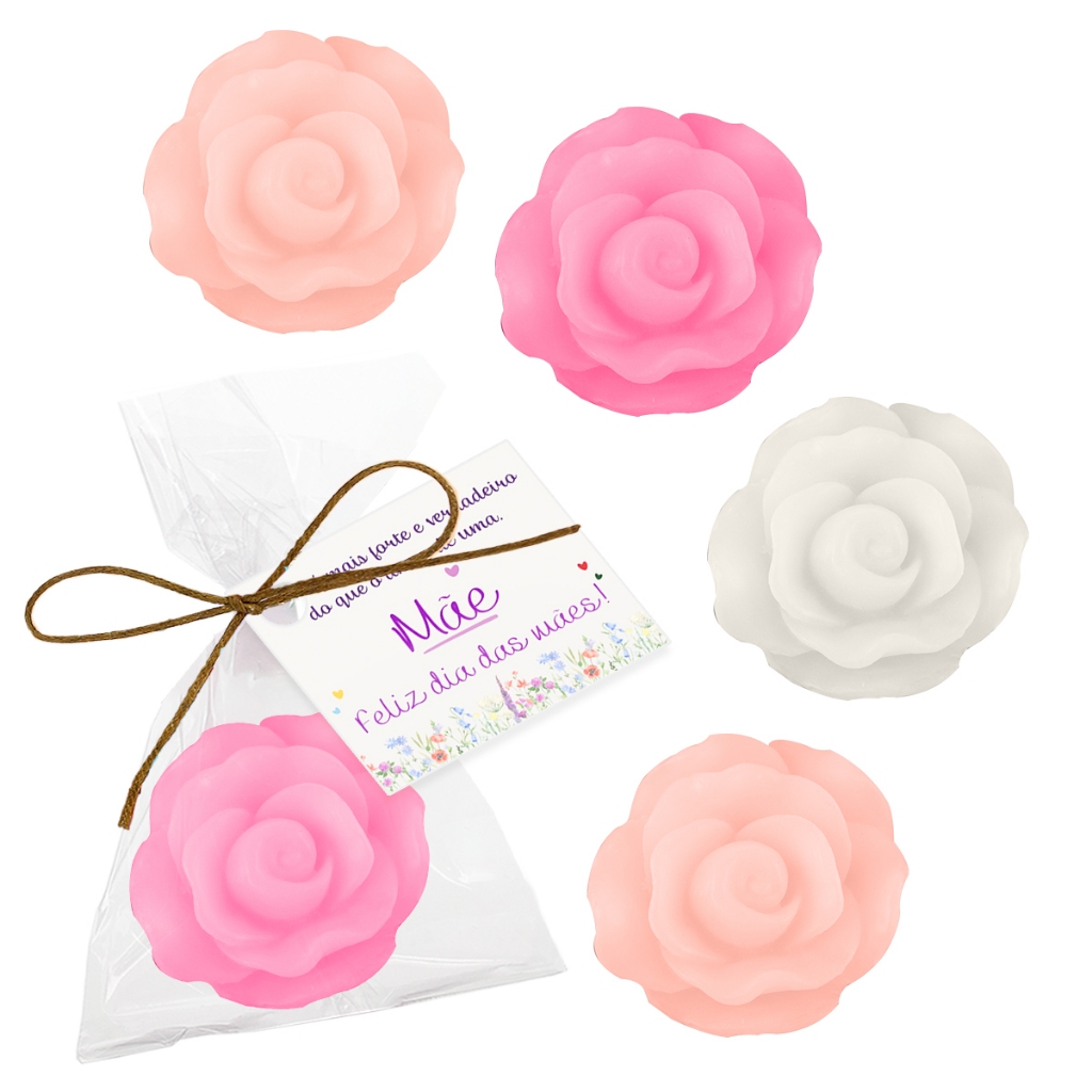 KIT com 10, 15, 25 ou 30UN Lembrancinha DIA DAS MÃES Sabonetinho Perfumado Rosinha Mimo Cliente Loja