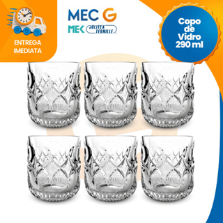 Jogo de Copos Transparente Diamond 6 Copos Drink Wisky de Vidro Resistente 290ml em Oferta na Shopee