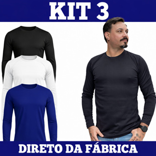 Kit 3 Camiseta Manga Longa Masculina Slim Dryfit Proteção Uv em Oferta na Shopee