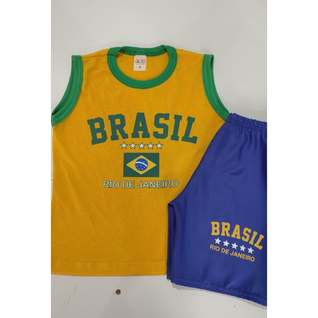 Conjunto Regata Infantil da seleção Brasileira 2026 copa do mundo kit Bermuda e Camisa