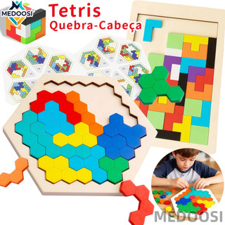 MEDOOSI Quebra-Cabeças de Madeira Tetris e Tangram Coloridas - DIY Brinquedo Educativo Mo…