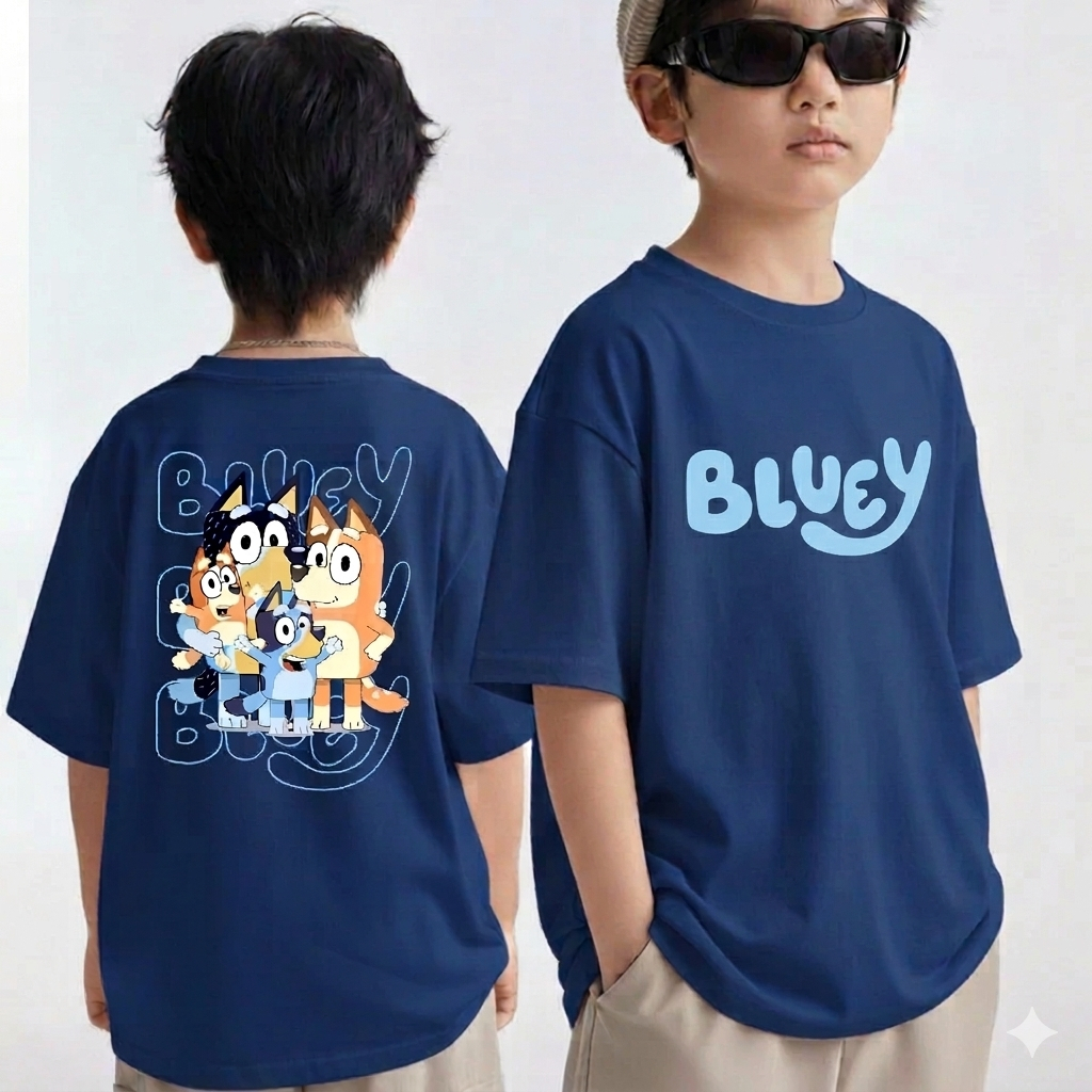 Camiseta Infantil Infanto Juvenil Bluei e Bingo Desenho Personagens Estampado .