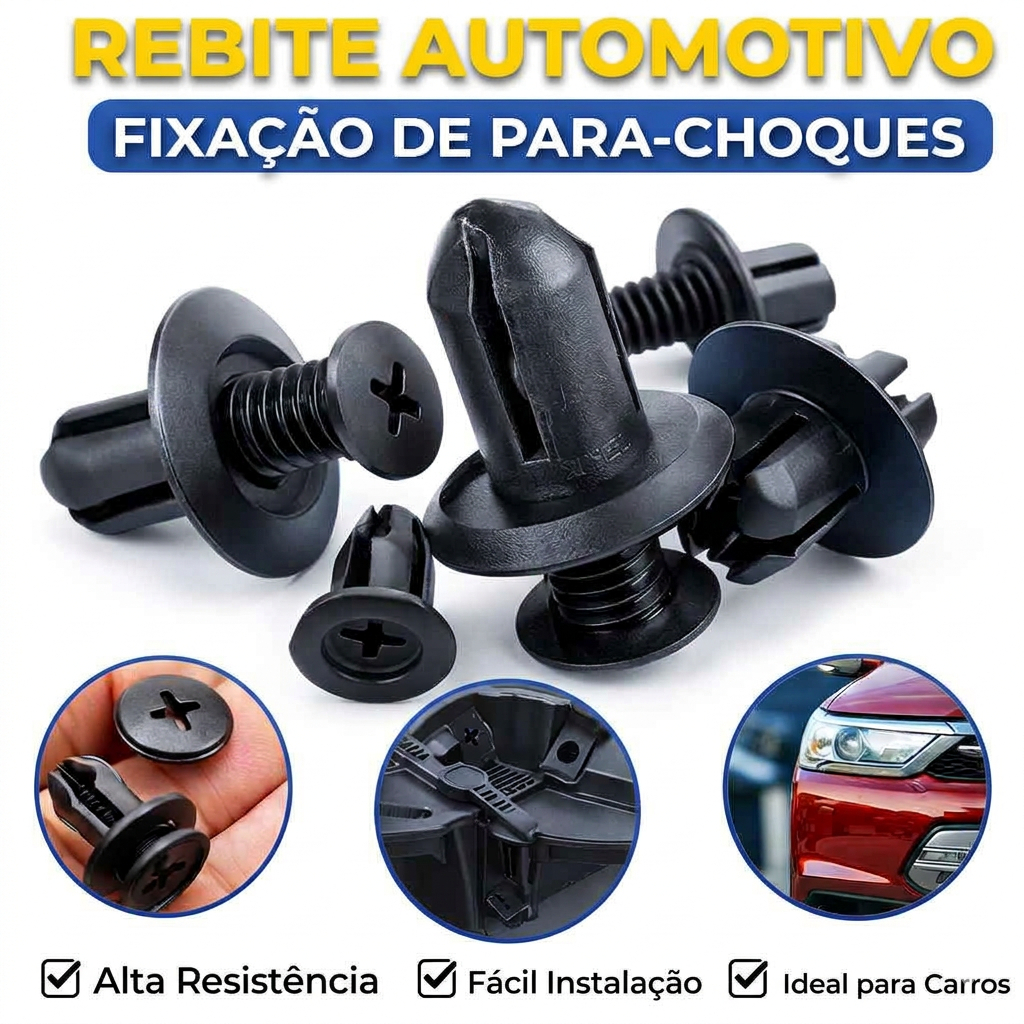Kit Rebites Plásticos Pretos Universal Pára-Choques de Carro Toyota, Kia, Nissan, Yamaha ANJIN.B em Oferta na Shopee