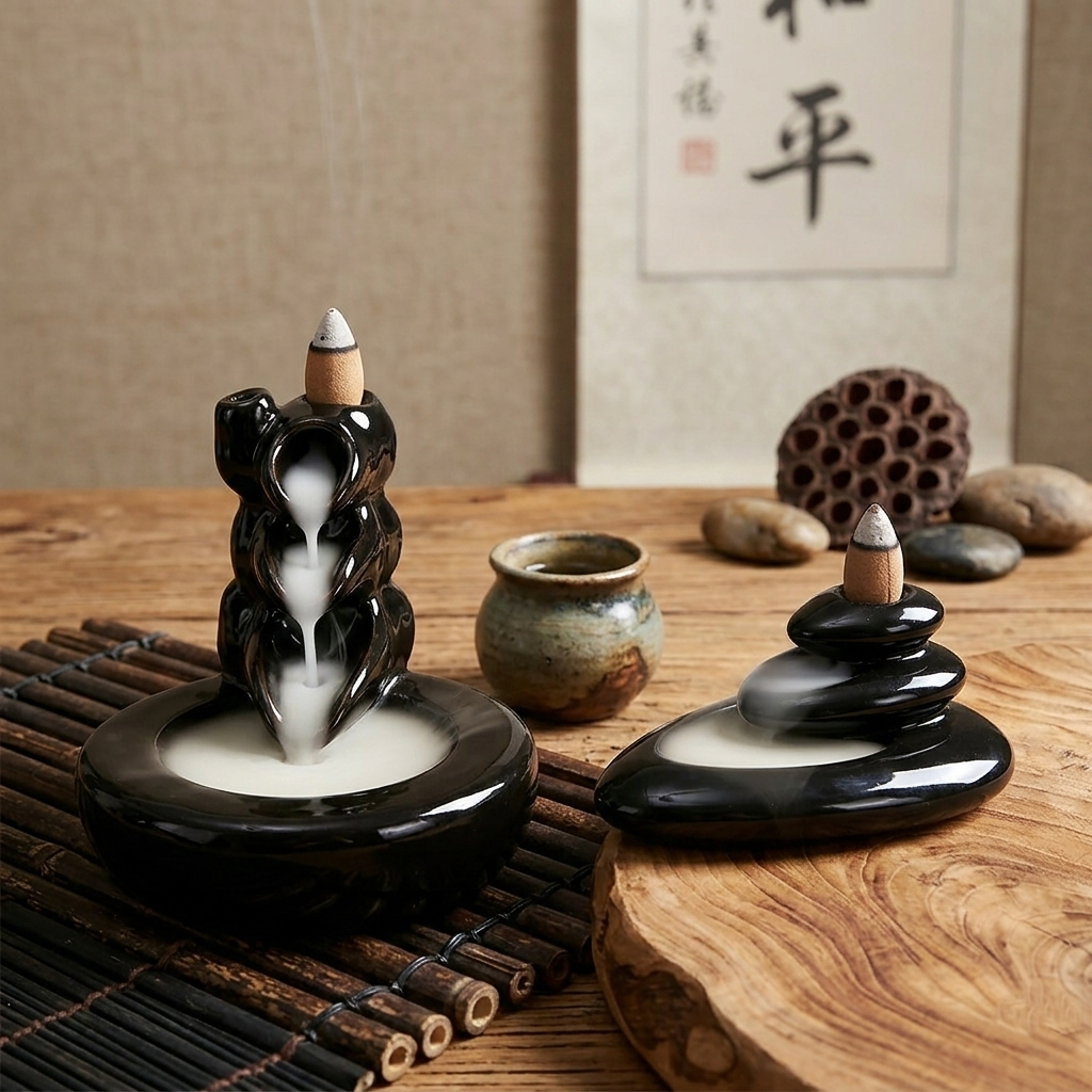 Incensário Cascata de Fumaça Zen Backflow Invertida cone e vareta Relaxante em Oferta na Shopee