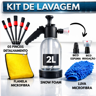 Kit Automotivo Pulverizador Snow Foam Manual Lavadora Espuma Borrifador 2 Litros Luva Pincel Flanela Microfibra em Oferta na Shopee