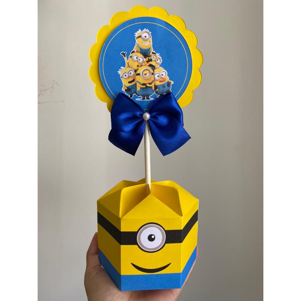 ENVIO RÁPIDO - Kit de Centro de mesa Minions Para montar | Cachepô Arranjo de mesa Aniversário Festa infantil