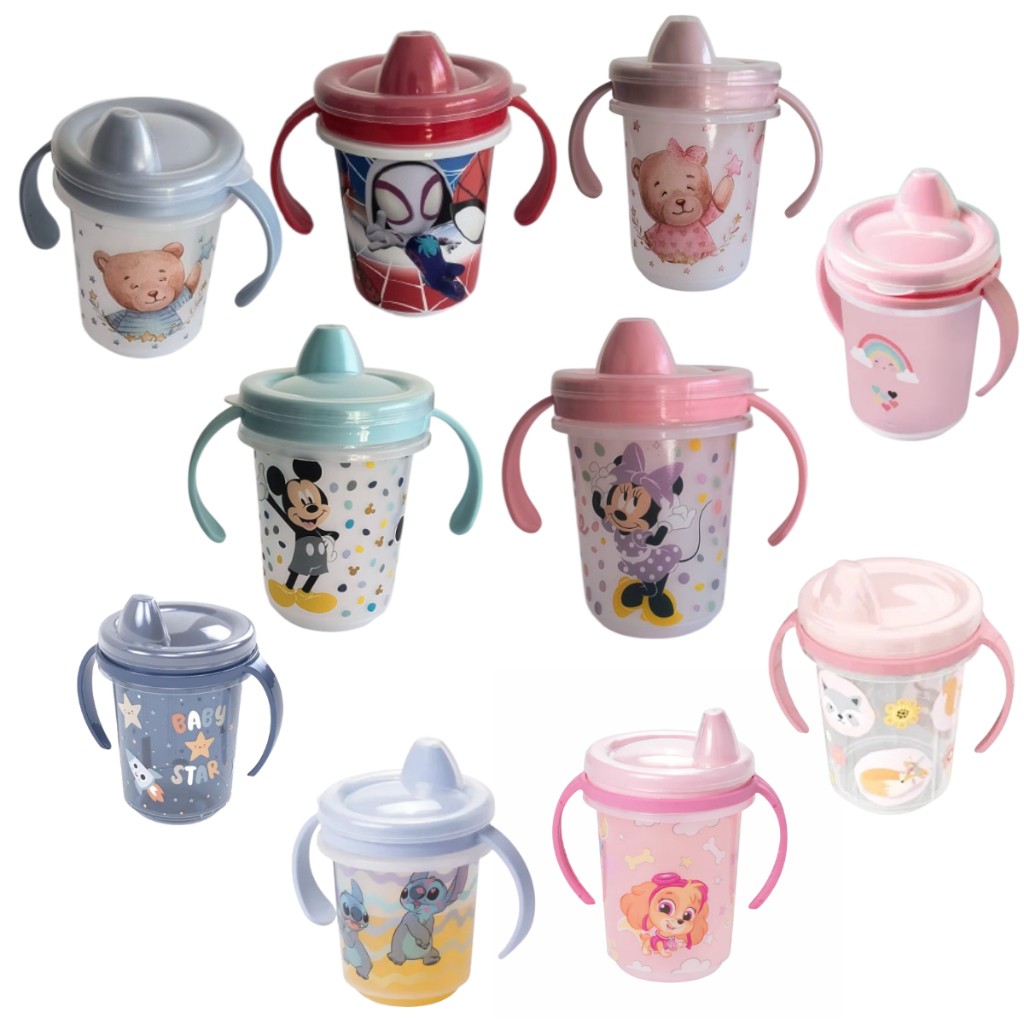 Copo de Treinamento Infantil Antivazamento com Alça Seguro e Fácil para Bebês 330ml Plasutil