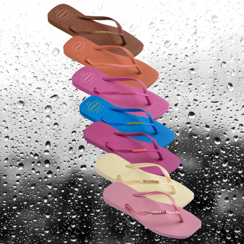 Chinelo Havaianas Feminino Original ® Slim Square Logo Pop Up Ponta Quadrada