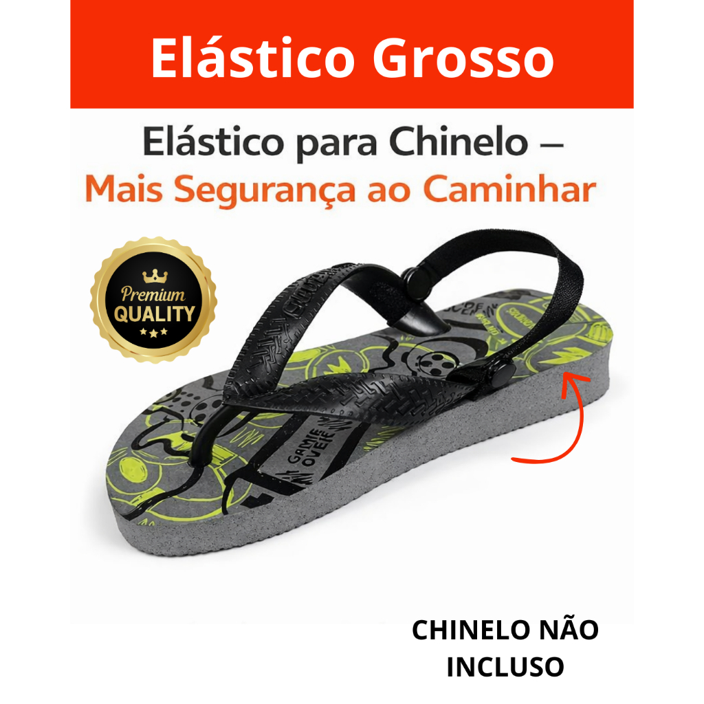 Elástico para Chinelo Qualidade Premium, Tira Mais Grossa - Segurança para idosos e Crianças Chinelo não sai do Pé