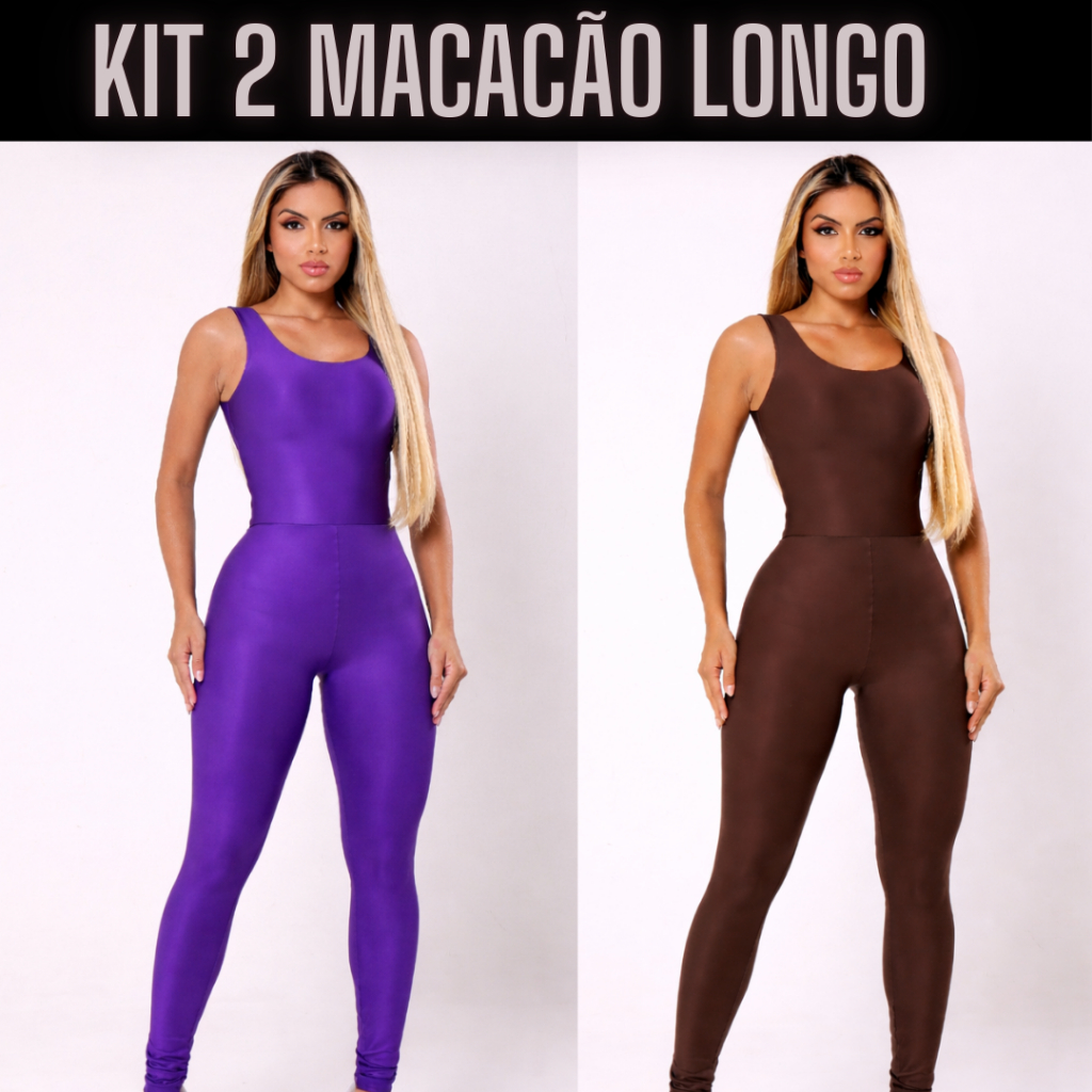 KIT 2 MACACÃO LONGO FITNESS FEMININO ACADEMIA TREINO MUSCULAÇÃO
