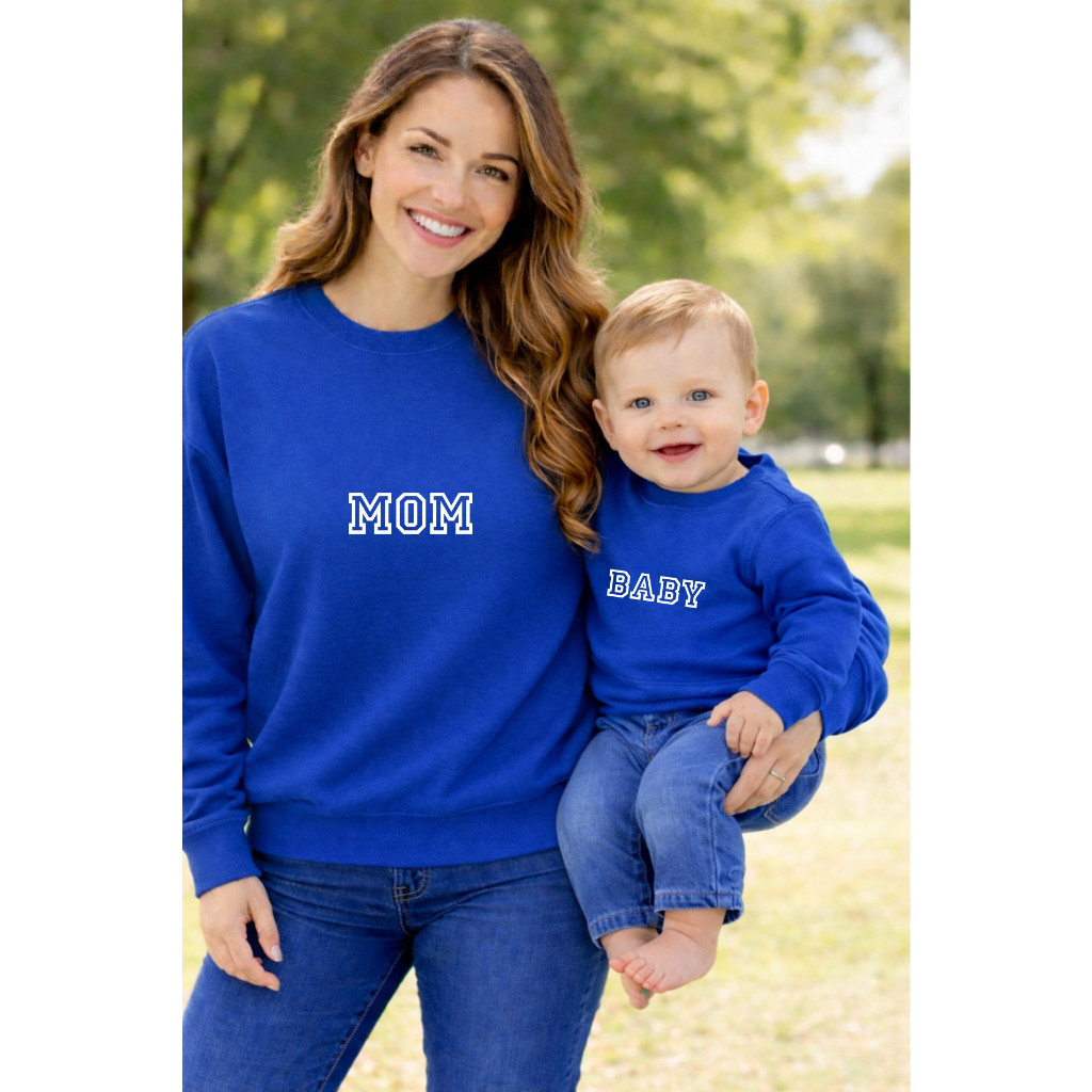 Blusa de moletom Mom baby mãe e filho filha