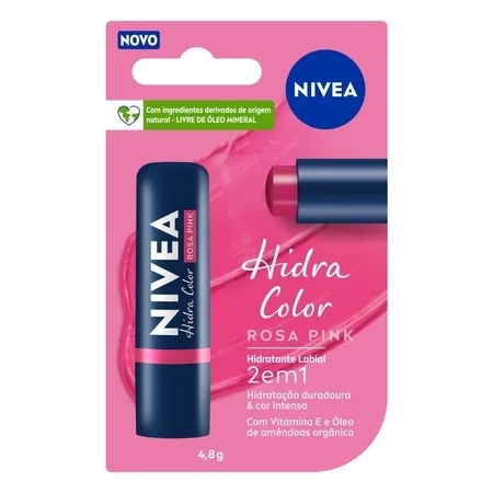 Protetor Labial 2 em 1 Nivea Hidra Color Rosa Pink 4,8g em Oferta na Shopee
