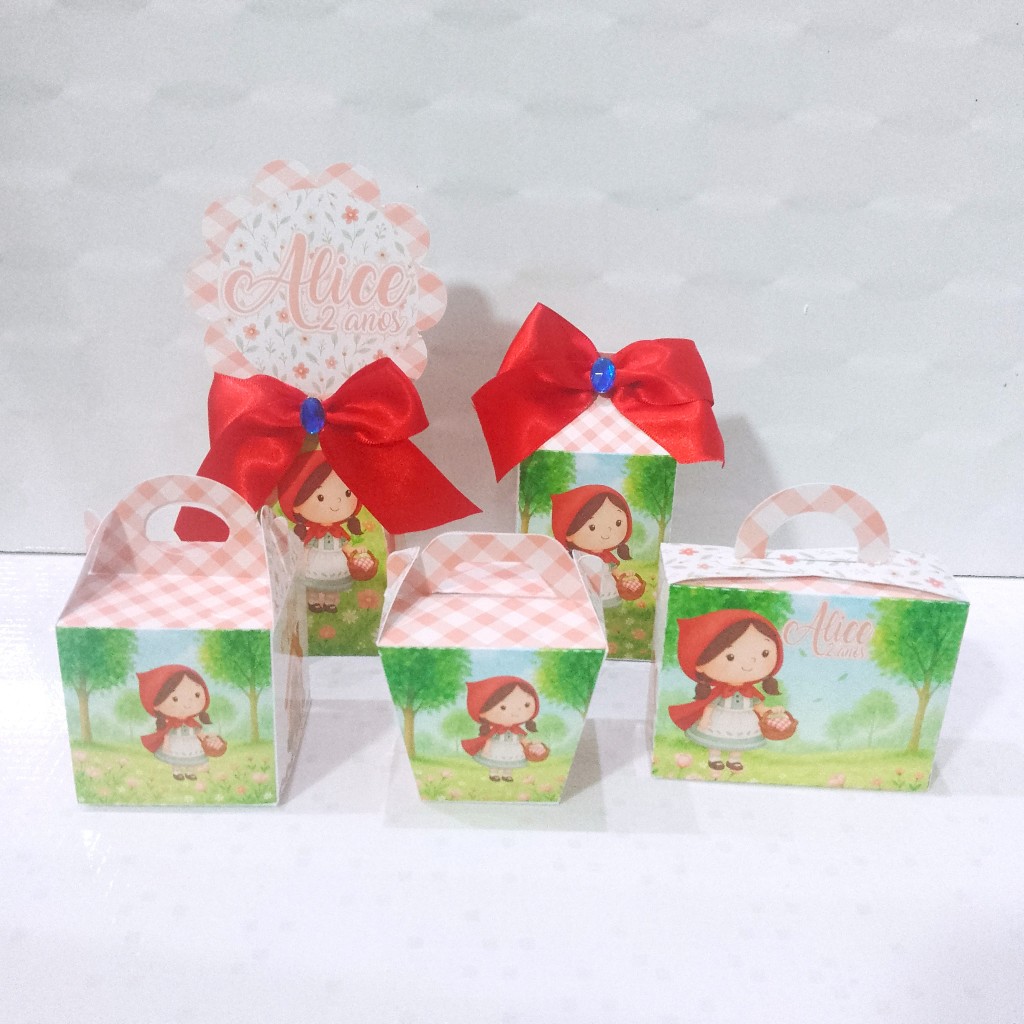 Kit Festa Chapeuzinho Vermelho Luxo Personalizado PEGUE E MONTE | Lembrancinhas em Caixinhas para Aniversário Infantil