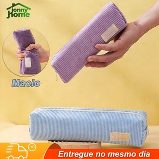 Estojo Escolar de Veludo Cotelê – Simples, de Grande Capacidade para Canetas e Material N…