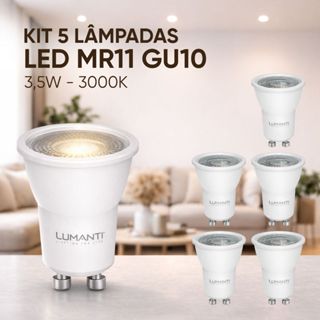 Kit 5 Lâmpadas LED MR11 GU10 3,5W 3000K Luz Quente Spot Bivolt Lumanti Iluminação Decorativa em Oferta na Shopee