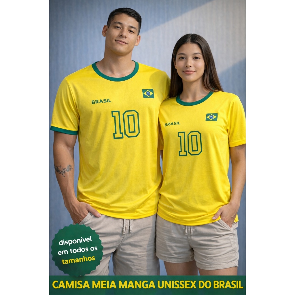 Camisa Meia Manga Unissex Bandeira Brasil