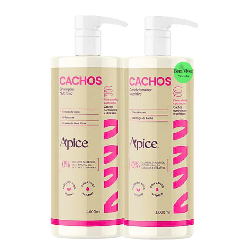 Kit Apice Cachos Shampoo 1 Litro + Condicionador 1 Litro em Oferta na Shopee