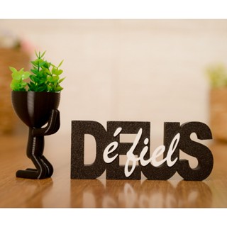 Vaso Deus Fiel Decorativo com Flor Artificial + Letreiro Decorativo Planta Artificial Decoração Sala Rack Decor Mesa Kit em Oferta na Shopee