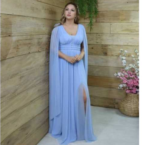 Vestido Longo de Festa Capão com Trança na Cintura Abertura Lateral na Perna Ideal para Casamento Formatura