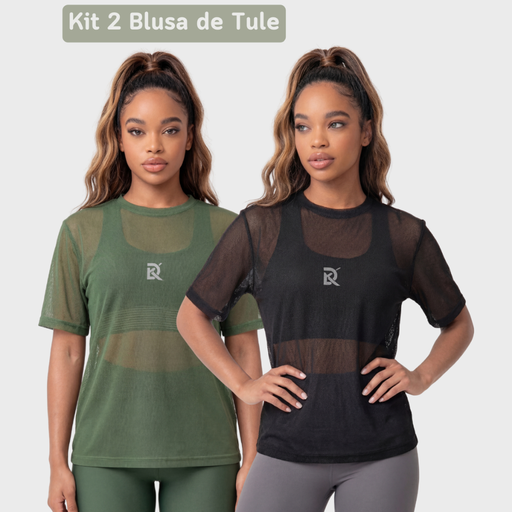 KIT 2 Blusa Tule Camiseta Feminina Academia Fitness Camisa Segunda Pele Soltinha Treino Esporte Corrida Transparente em Oferta na Shopee