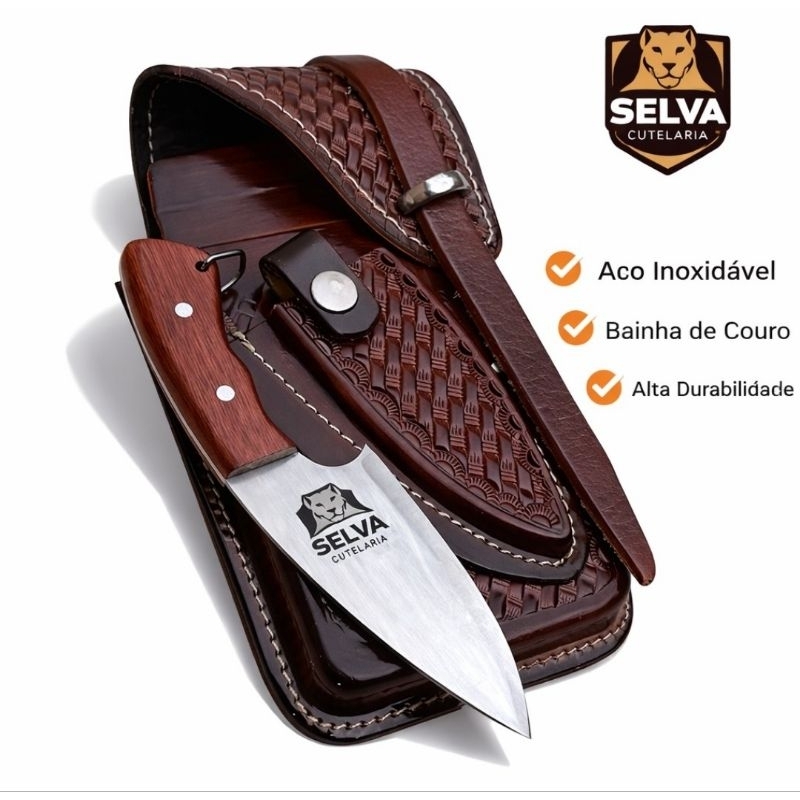 Capa Bainha Celular Couro Legítimo com Faca Campeira Skinner Aço Inox em Oferta na Shopee