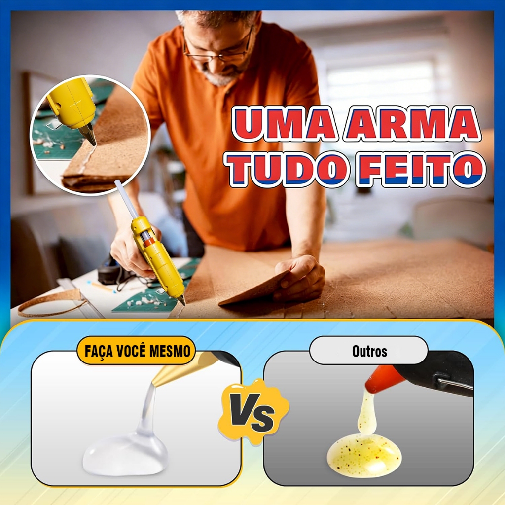 Cola Quente Pequena 100W+10Bastões De Cola Revolver 11mm Ecológica Não Tóxica Segura Fácil de Operar — imagem 2 de 2