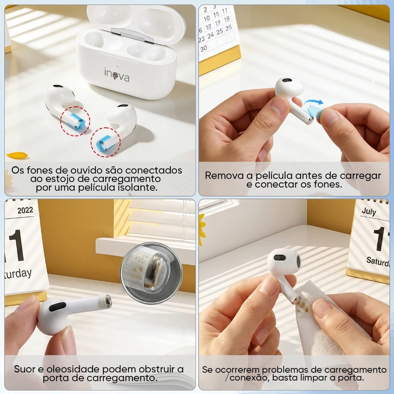 Fone de Ouvido Bluetooth 5.3 TWS Inova com Microfone HiFi — foto 2