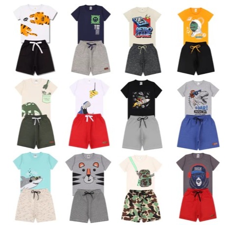 Conjunto Infantil Masculino Verão Estampa Sortida Tamanho 2 ao 6 Anos