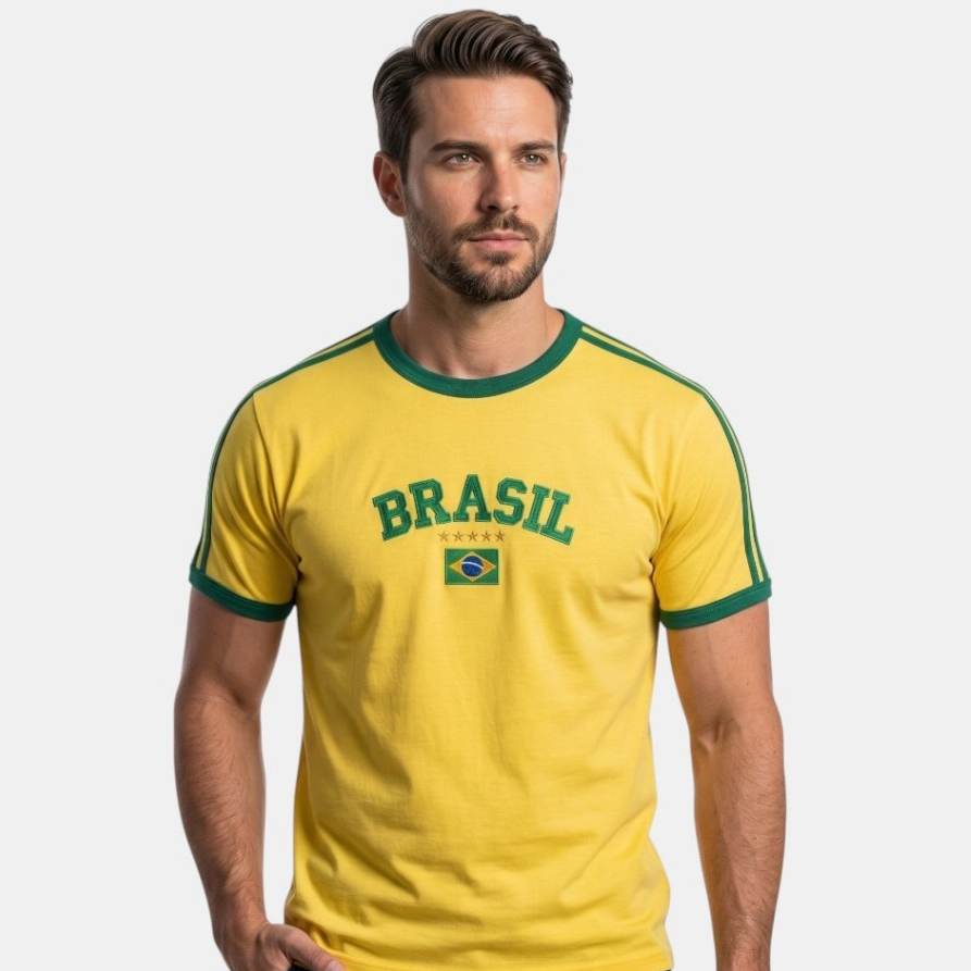 Blusa Retrô Brasil Bordada bandeira