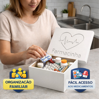 Farmacinha Caixa de Remedio Organizadora Mdf em Oferta na Shopee