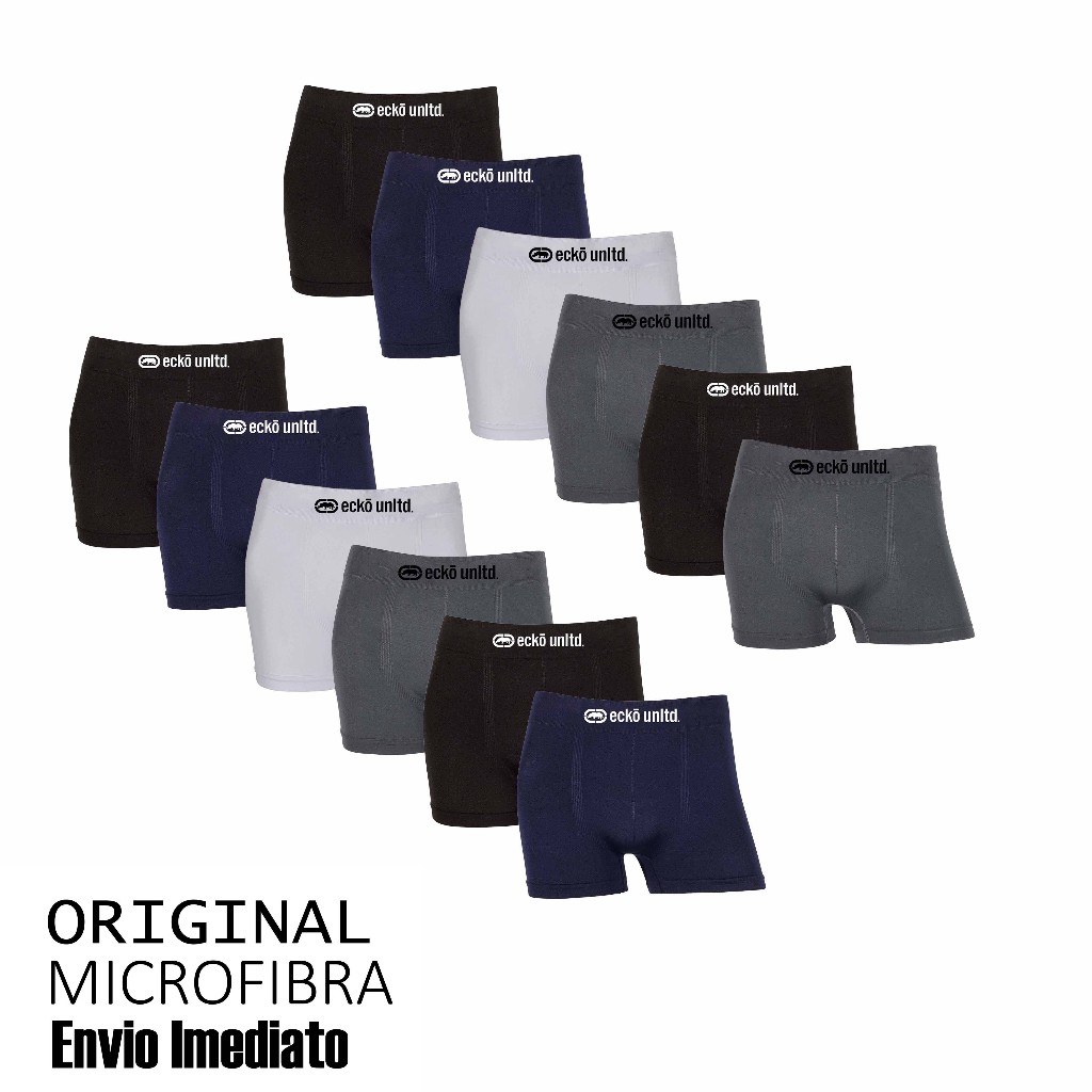 Kit 6 ou 12 cuecas boxer Ecko Original Sem Costura Microfibra