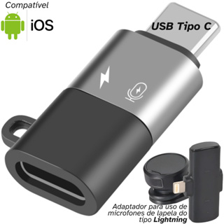 Adaptador Microfone Lapela Lightning Tipo C Macho Carregamento Rápido iPhone 15 16 17 Samsung Xiaomi em Oferta na Shopee